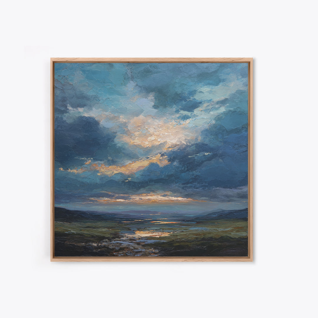 Dramatic Cloudscape over a Distant Valley Canvas Print, Above Sofa Art, Above Bed Decor, Living Room Decor, Fine Art, Statement, ASA-1x1-5