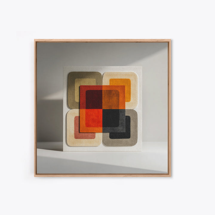 Bold Mid Century Geometric Forms Framed Canvas Print, Above Sofa Art, Living Room Wall Art, Living Room Decor, Abstract Art, ASA-1x1-52