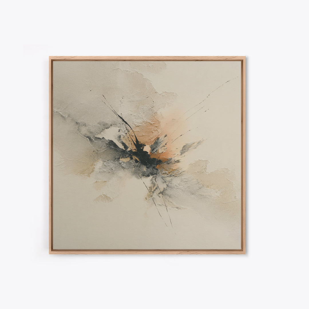 Minimal Black Ink Composition Framed Canvas Print, Above Sofa Art, Living Room Decor, Fine Art, Statement 056, Set of Prints, ASA-1x1-56