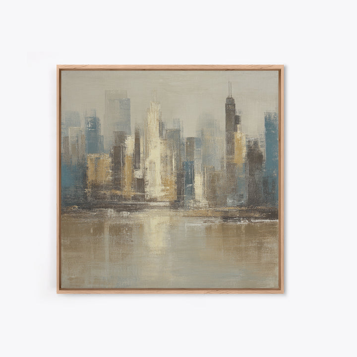 Quiet City Skyline Reduced to Elegant Shapes Canvas Print, Above Sofa Art, Bedroom Wall Art, Living Room Decor, Statement, ASA-1x1-70