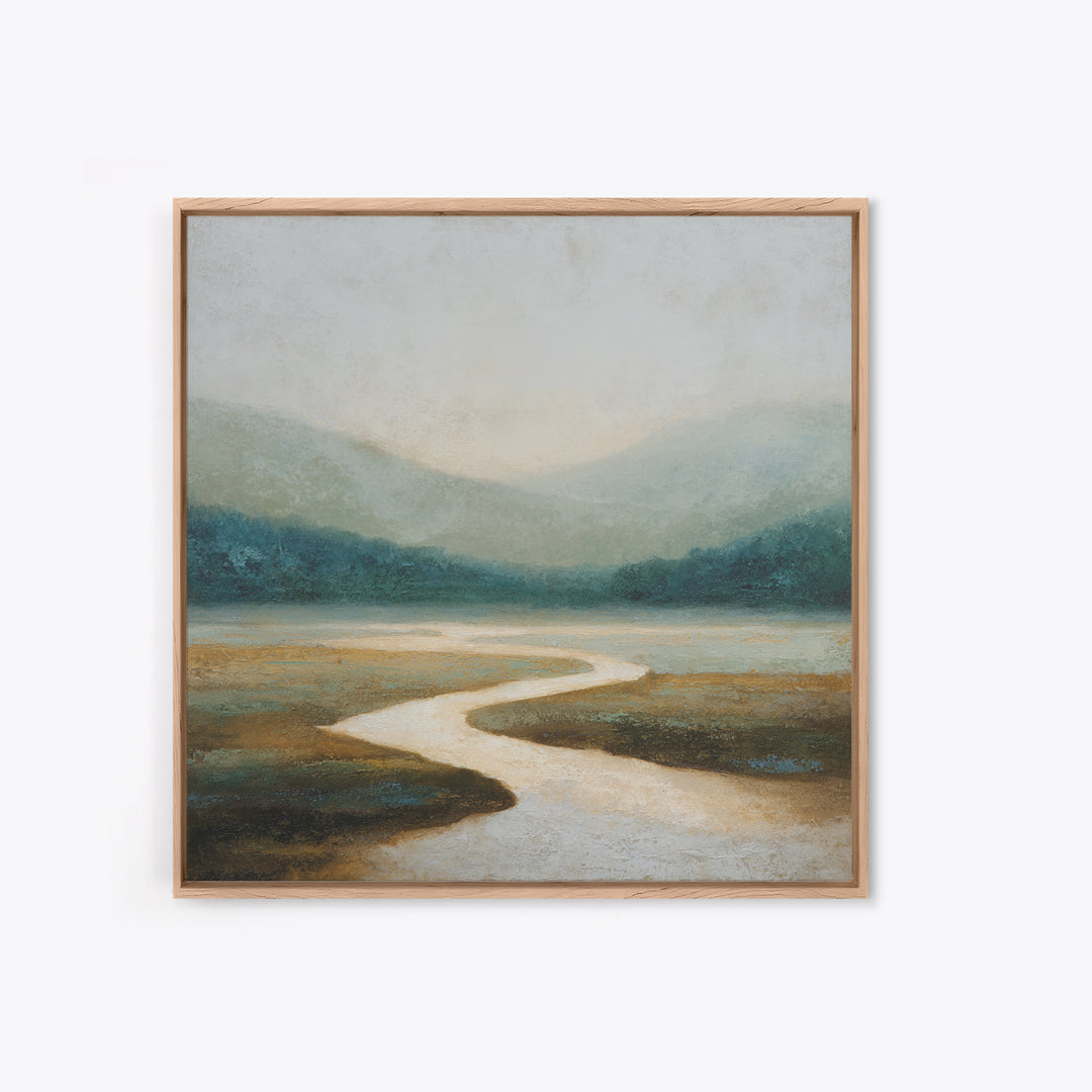 Abstract River Bends Framed Canvas Print, Above Sofa Art, Japandi Wall Art, Living Room Decor, Abstract Art, Statement, ASA-1x1-71