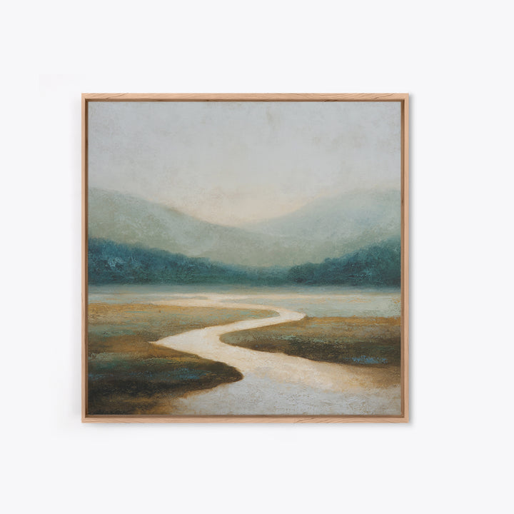 Abstract River Bends Framed Canvas Print, Above Sofa Art, Japandi Wall Art, Living Room Decor, Abstract Art, Statement, ASA-1x1-71