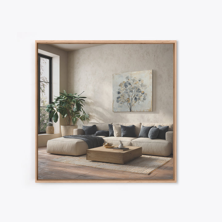 Large Modern Organic Shapes Framed Canvas Print, Above Sofa Art, Coastal Decor, Living Room Decor, Abstract Art, Statement, ASA-1x1-74