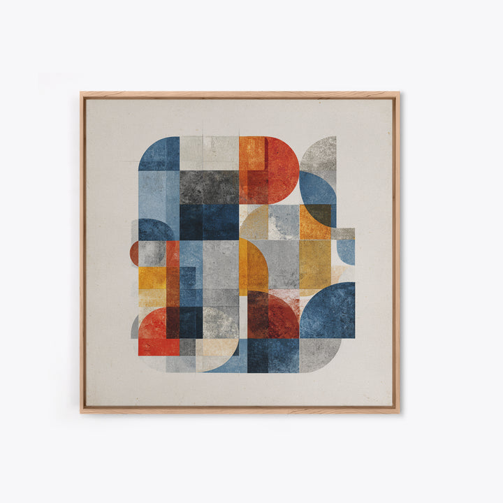 Bold Mid Century Geometric Forms Canvas Print, Above Sofa Art, Japandi Wall Art, Living Room Decor, Abstract Art, Statement, ASA-1x1-76