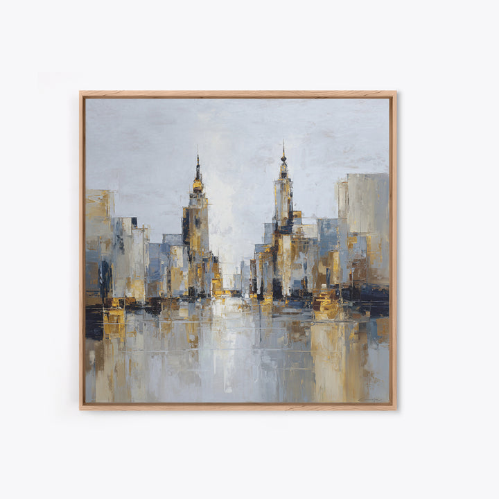 Quiet City Skyline Reduced to Elegant Shapes Canvas Print, Above Sofa Art, Floral Wall Art, Living Room Decor, Abstract Art, ASA-1x1-94