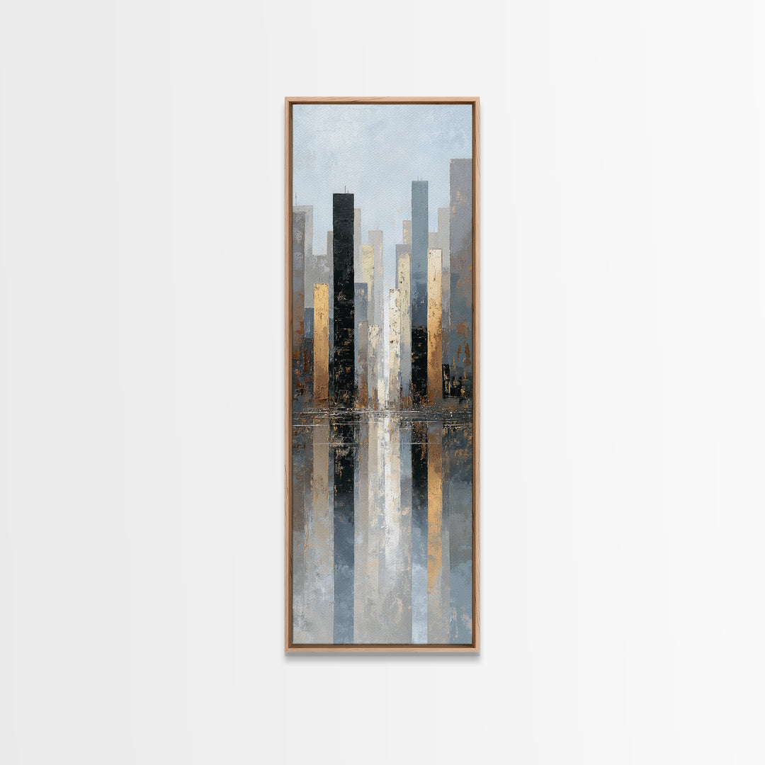 Quiet City Skyline Reduced to Elegant Shapes Canvas Print, Above Sofa Art, Wall Art Print, Living Room Decor, Abstract Art, ASA-1x3-10