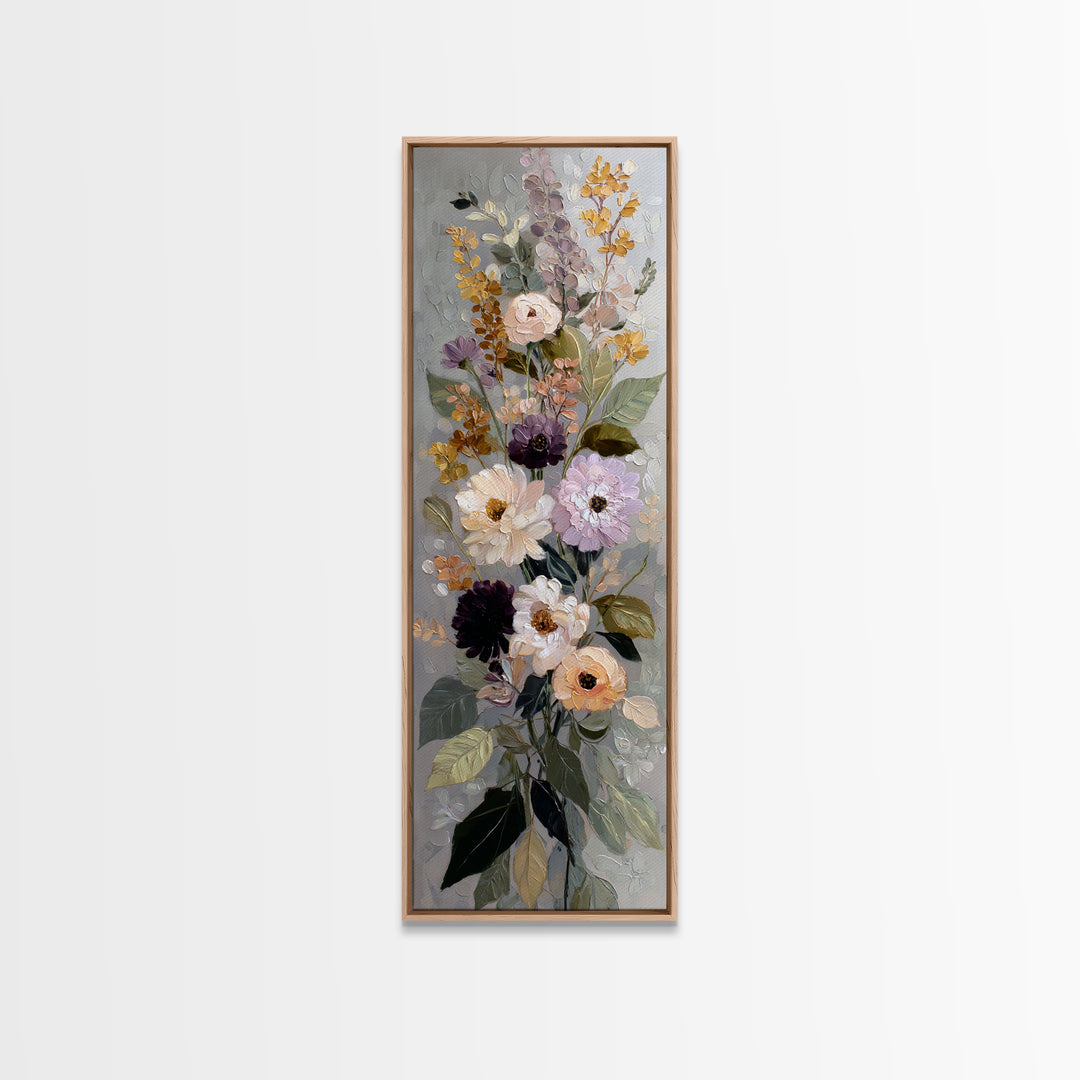 Large Expressive Floral Bouquet Canvas Print, Above Sofa Art, Above Bed Decor, Living Room Decor, Oil Painting, Statement, ASA-1x3-18