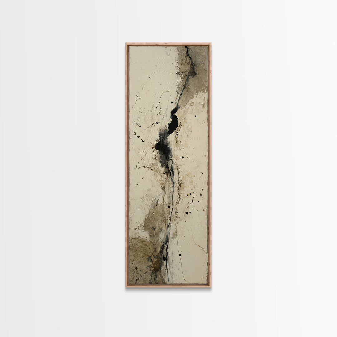 Minimal Black Ink Composition Framed Canvas Print, Above Sofa Art, Botanical Wall Art, Living Room Decor, Fine Art, Statement, ASA-1x3-20
