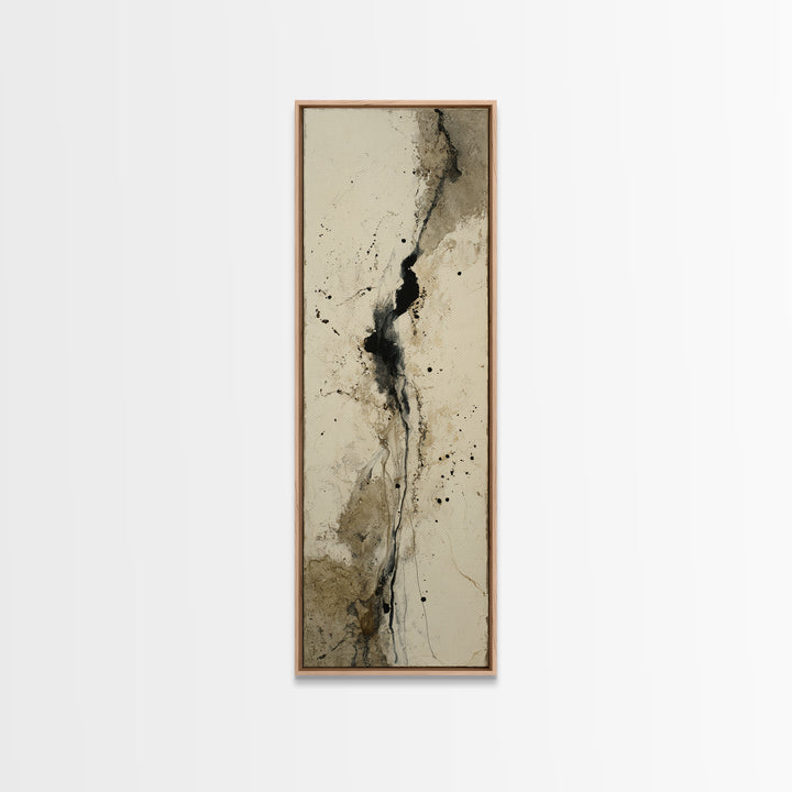 Minimal Black Ink Composition Framed Canvas Print, Above Sofa Art, Botanical Wall Art, Living Room Decor, Fine Art, Statement, ASA-1x3-20