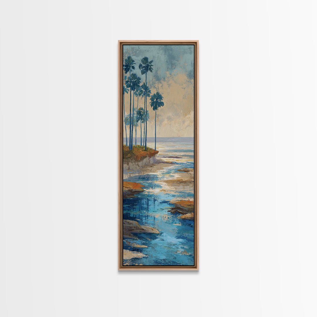Moody Seascape at Twilight Framed Canvas Print, Above Sofa Art, Gallery Decor, Living Room Decor, Fine Art, Statement, ASA-1x3-24