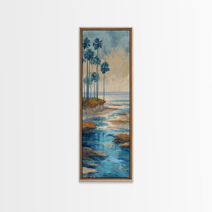Moody Seascape at Twilight Framed Canvas Print, Above Sofa Art, Gallery Decor, Living Room Decor, Fine Art, Statement, ASA-1x3-24