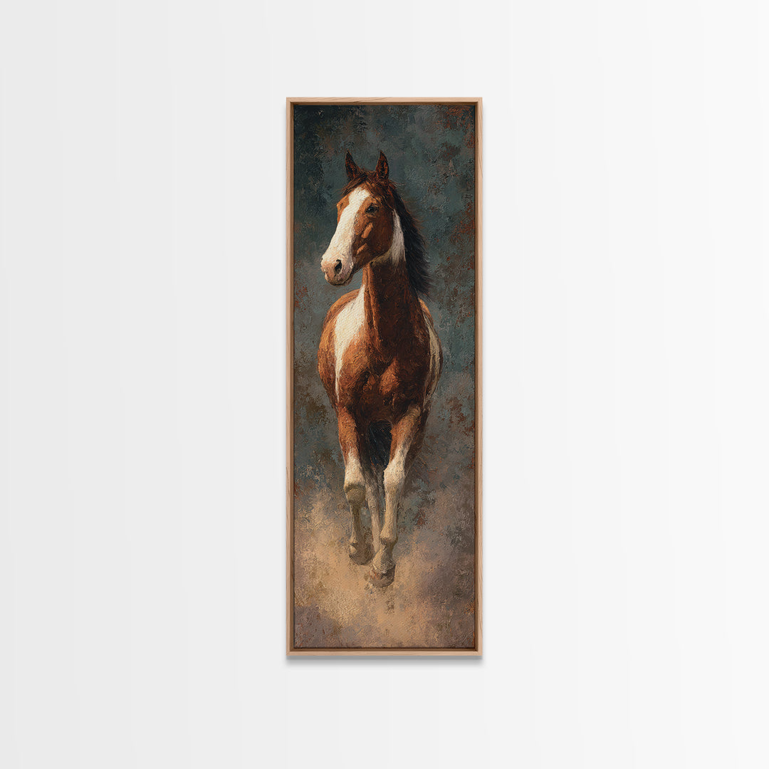 Statement Horse Silhouette Canvas Print, Above Sofa Art, Textured Painting, Living Room Decor, Statement, Abstract Wall Art, ASA-1x3-25