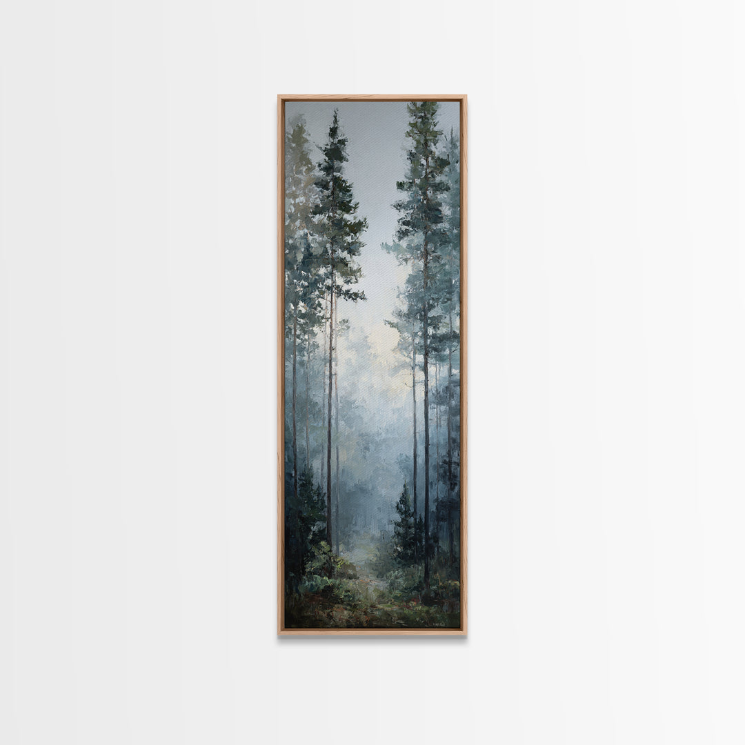Modern Scandinavian Forest Framed Canvas Print, Above Sofa Art, Neutral Decor, Living Room Decor, Fine Art, Statement, ASA-1x3-3