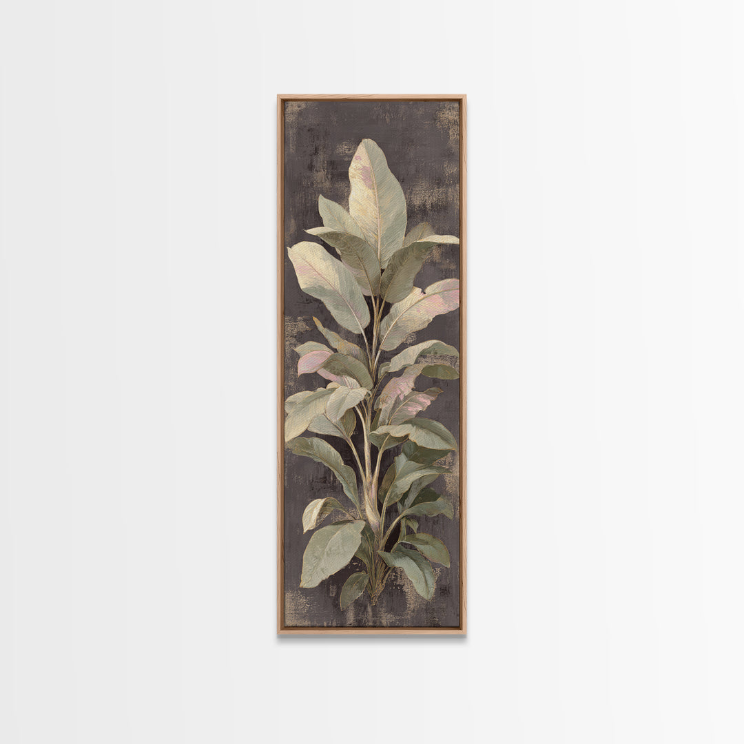 Large Botanical Leaves Canvas Print, Above Sofa Art, Living Room Decor, Oil Painting, Statement 333, Set of Wall Art, ASA-1x3-33