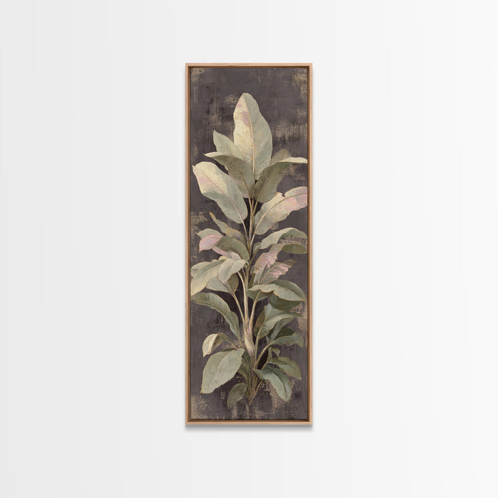 Large Botanical Leaves Canvas Print, Above Sofa Art, Living Room Decor, Oil Painting, Statement 333, Set of Wall Art, ASA-1x3-33