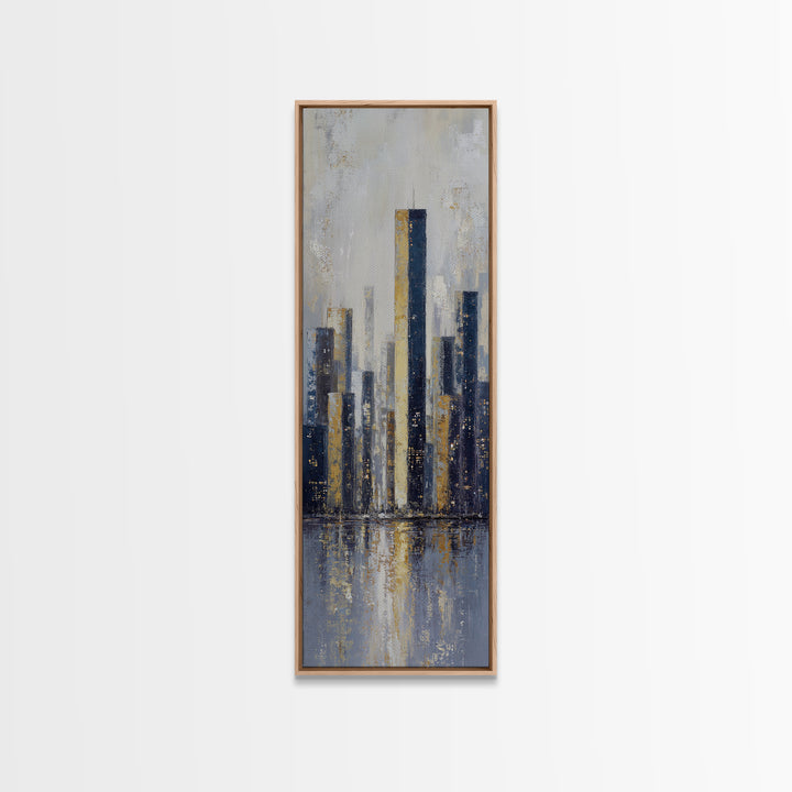 Quiet City Skyline Reduced to Elegant Shapes Canvas Print, Above Sofa Art, 3 Piece Wall Art, Living Room Decor, Statement, ASA-1x3-34