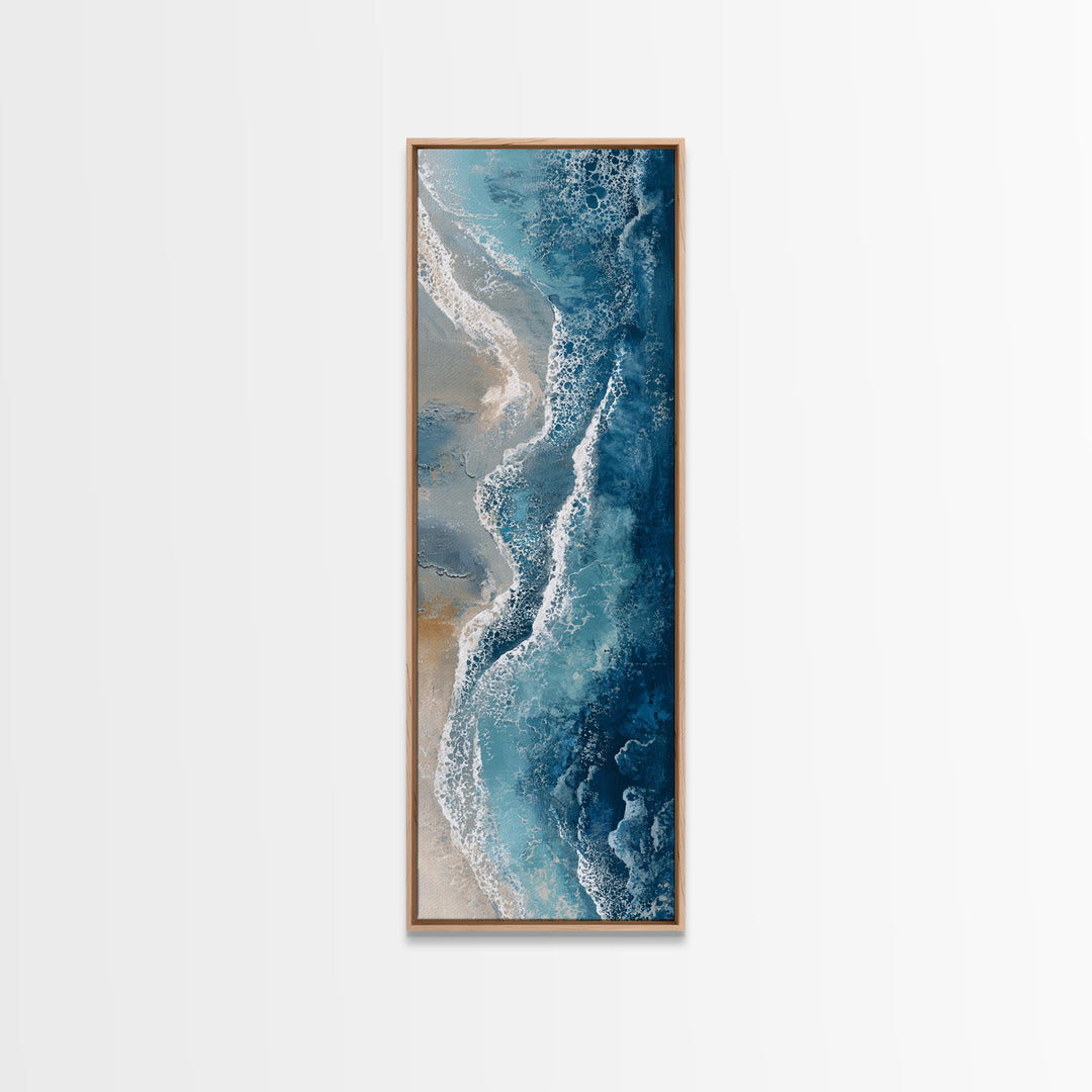 Panoramic Coastal Shoreline from an Aerial View Canvas Print, Above Sofa Art, Textured Painting, Living Room Decor, Statement, ASA-1x3-39