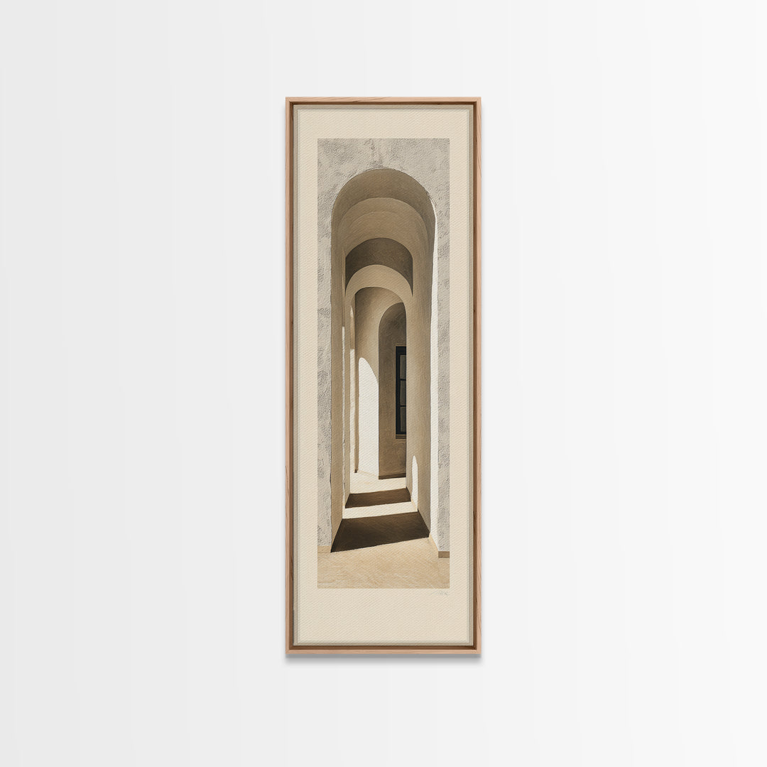 Architectural Arch Study Framed Canvas Print, Above Sofa Art, Botanical Wall Art, Living Room Decor, Oil Painting, Statement, ASA-1x3-45