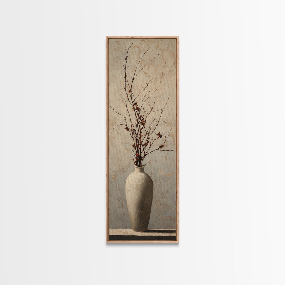 Large Neutral Still Life Framed Canvas Print, Above Sofa Art, Japandi Wall Art, Living Room Decor, Watercolor Art, Statement, ASA-1x3-50