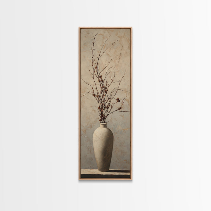 Large Neutral Still Life Framed Canvas Print, Above Sofa Art, Japandi Wall Art, Living Room Decor, Watercolor Art, Statement, ASA-1x3-50