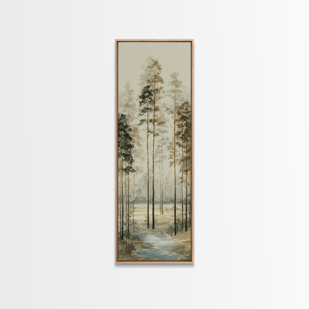 Modern Scandinavian Forest Canvas Print, Above Sofa Art, Framed Wall Art, Living Room Decor, Statement, Living Room Wall Art, ASA-1x3-51
