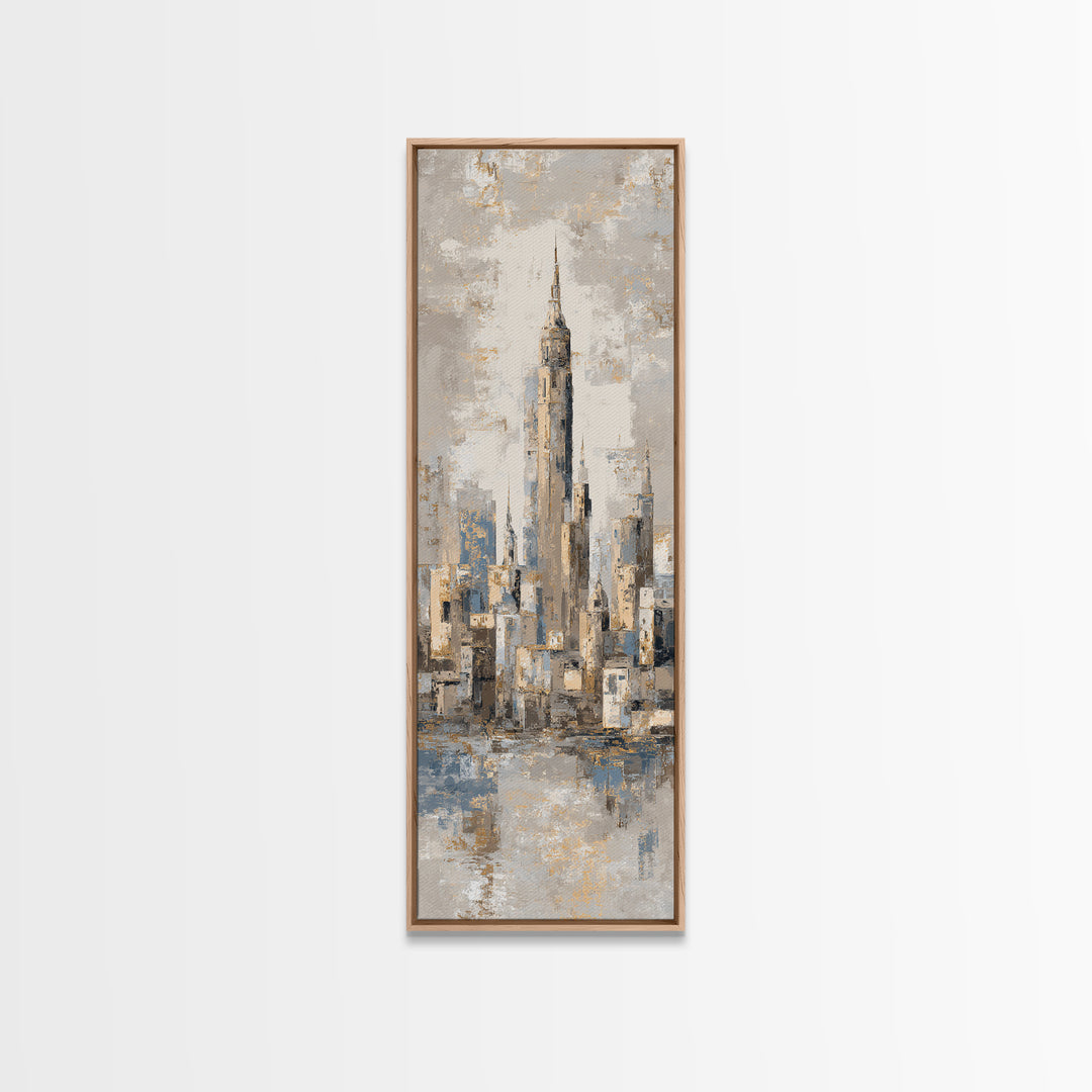 Quiet City Skyline Reduced to Elegant Shapes Canvas Print, Above Sofa Art, 3 Piece Wall Art, Living Room Decor, Statement, ASA-1x3-58