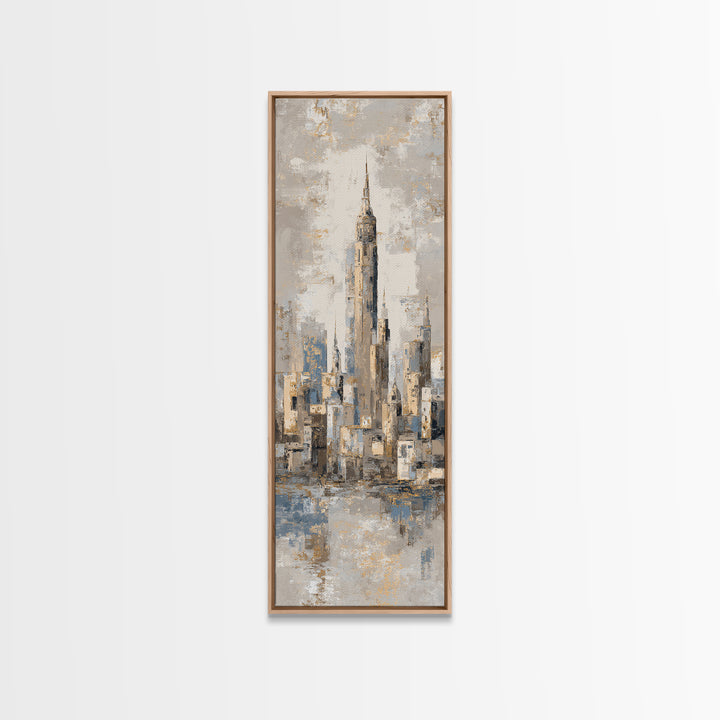 Quiet City Skyline Reduced to Elegant Shapes Canvas Print, Above Sofa Art, 3 Piece Wall Art, Living Room Decor, Statement, ASA-1x3-58