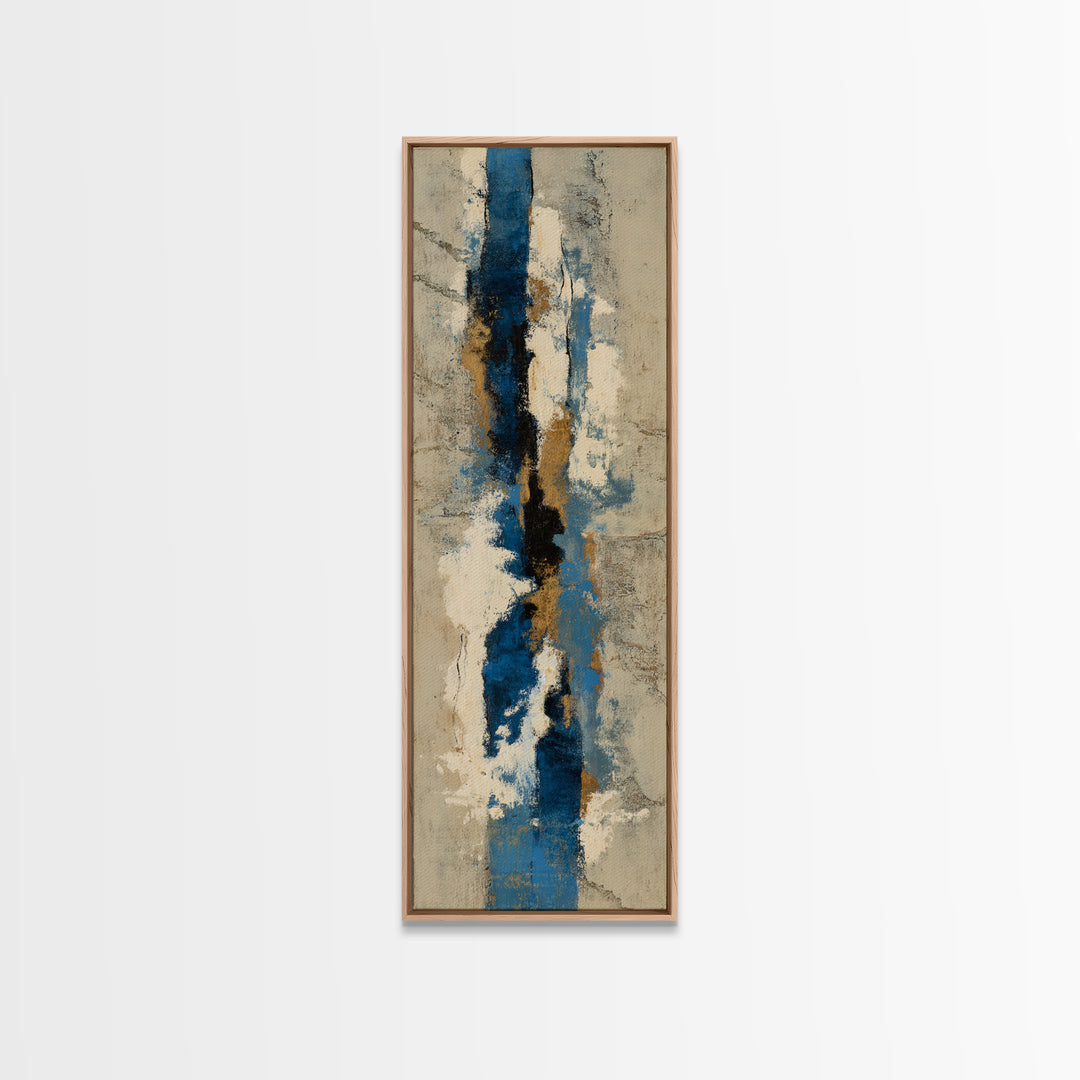 Bold Navy and Ivory Abstract Brushwork Canvas Print, Above Sofa Art, Oversized Wall Art, Living Room Decor, Abstract Art, ASA-1x3-6