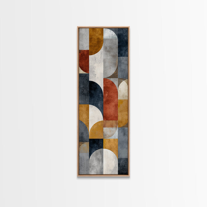 Bold Mid Century Geometric Forms Framed Canvas Print, Above Sofa Art, Home Decor, Living Room Decor, Abstract Art, Statement, ASA-1x3-64