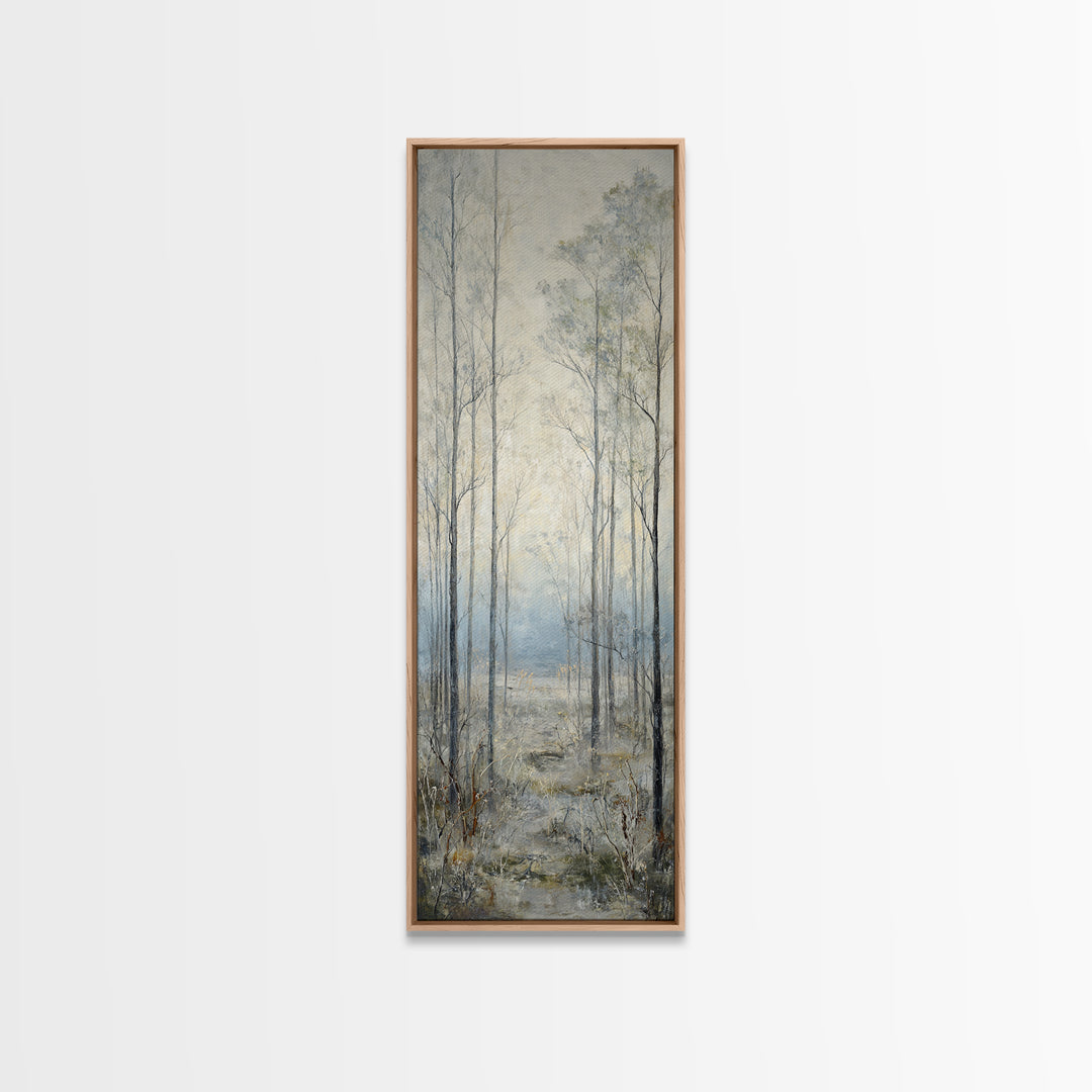 Modern Scandinavian Forest Framed Canvas Print, Above Sofa Art, Frame Tv Art, Living Room Decor, Oil Painting, Statement, ASA-1x3-75