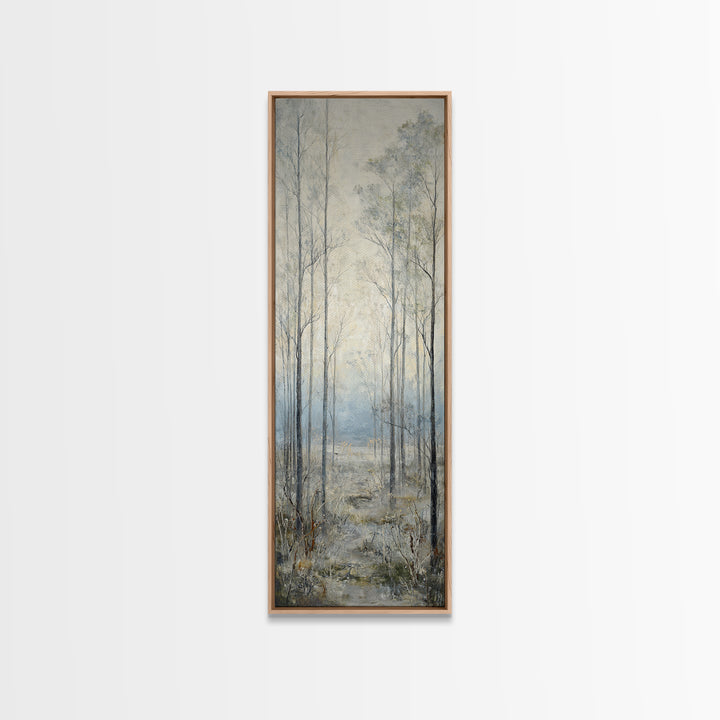 Modern Scandinavian Forest Framed Canvas Print, Above Sofa Art, Frame Tv Art, Living Room Decor, Oil Painting, Statement, ASA-1x3-75