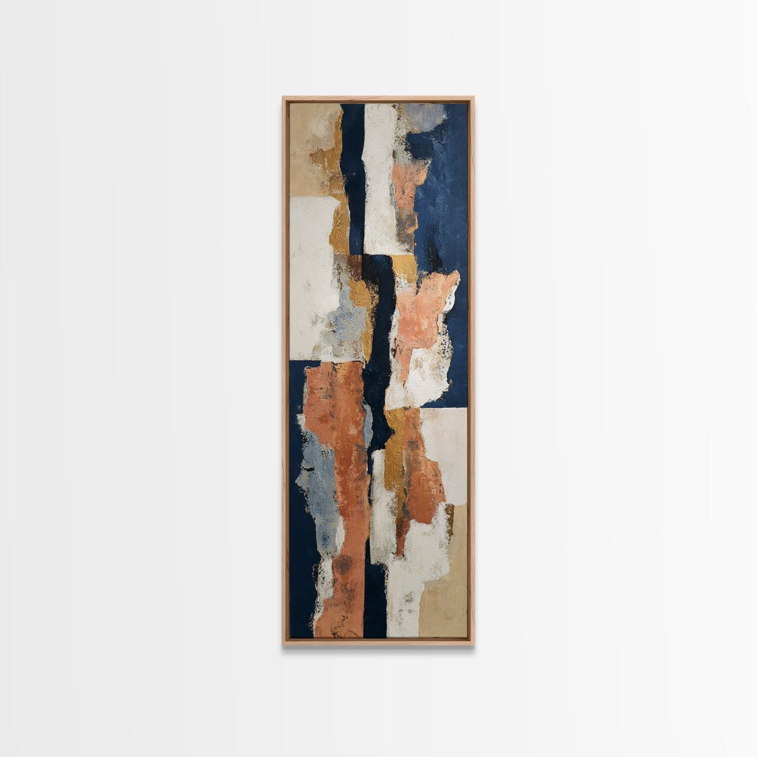 Bold Navy and Ivory Abstract Brushwork Canvas Print, Above Sofa Art, Floral Wall Art, Living Room Decor, Abstract Art, ASA-1x3-78