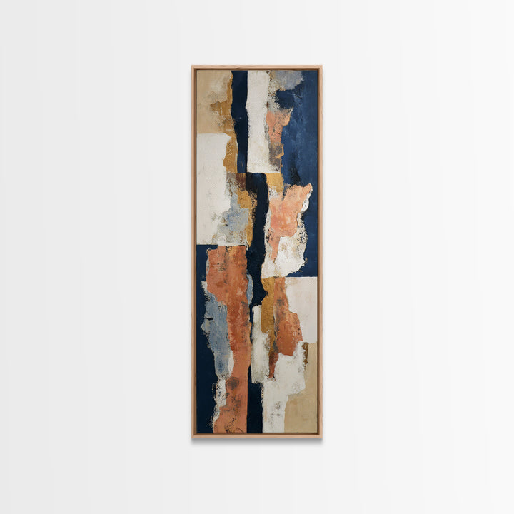 Bold Navy and Ivory Abstract Brushwork Canvas Print, Above Sofa Art, Floral Wall Art, Living Room Decor, Abstract Art, ASA-1x3-78