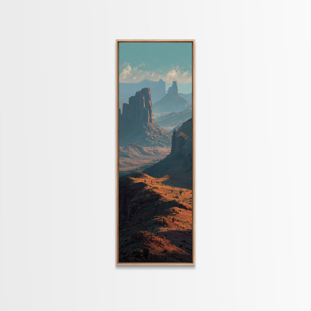 Desert Mesa Panorama Framed Canvas Print, Above Sofa Art, Modern Art, Living Room Decor, Fine Art, Statement, Art Print, ASA-1x3-8