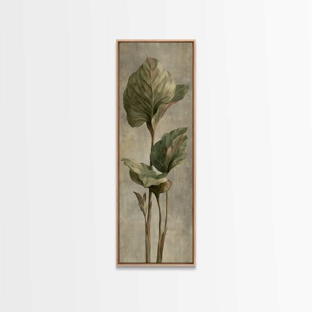 Large Botanical Leaves Canvas Print, Above Sofa Art, Framed Wall Art, Living Room Decor, Statement, Living Room Wall Art, ASA-1x3-81