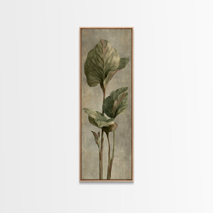 Large Botanical Leaves Canvas Print, Above Sofa Art, Framed Wall Art, Living Room Decor, Statement, Living Room Wall Art, ASA-1x3-81