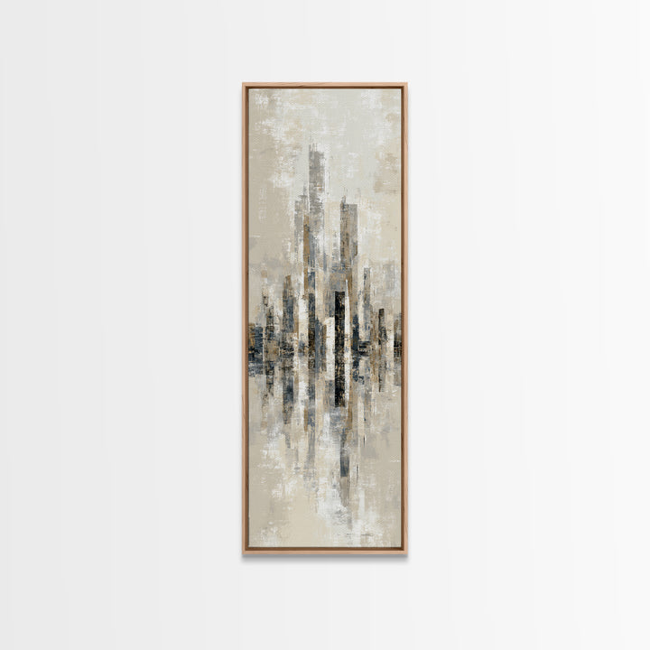 Quiet City Skyline Reduced to Elegant Shapes Canvas Print, Above Sofa Art, Coastal Decor, Living Room Decor, Statement, ASA-1x3-82