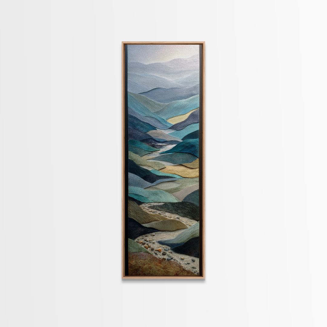 Abstract River Bends Framed Canvas Print, Above Sofa Art, Textured Wall Art, Living Room Decor, Abstract Art, Statement, ASA-1x3-83