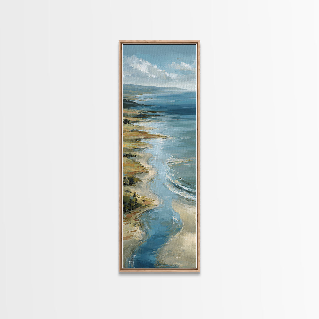 Panoramic Coastal Shoreline from an Aerial View Canvas Print, Above Sofa Art, Oversized Wall Art, Living Room Decor, Statement, ASA-1x3-87
