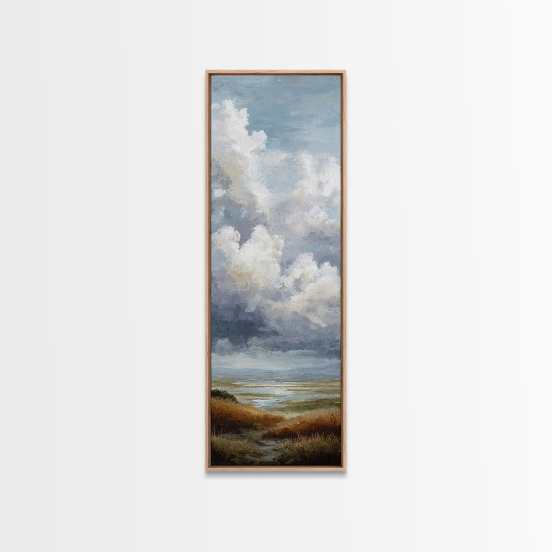 Dramatic Cloudscape over a Distant Valley Canvas Print, Above Sofa Art, Horizontal Wall Art, Living Room Decor, Statement, ASA-1x3-89