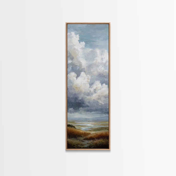 Dramatic Cloudscape over a Distant Valley Canvas Print, Above Sofa Art, Horizontal Wall Art, Living Room Decor, Statement, ASA-1x3-89