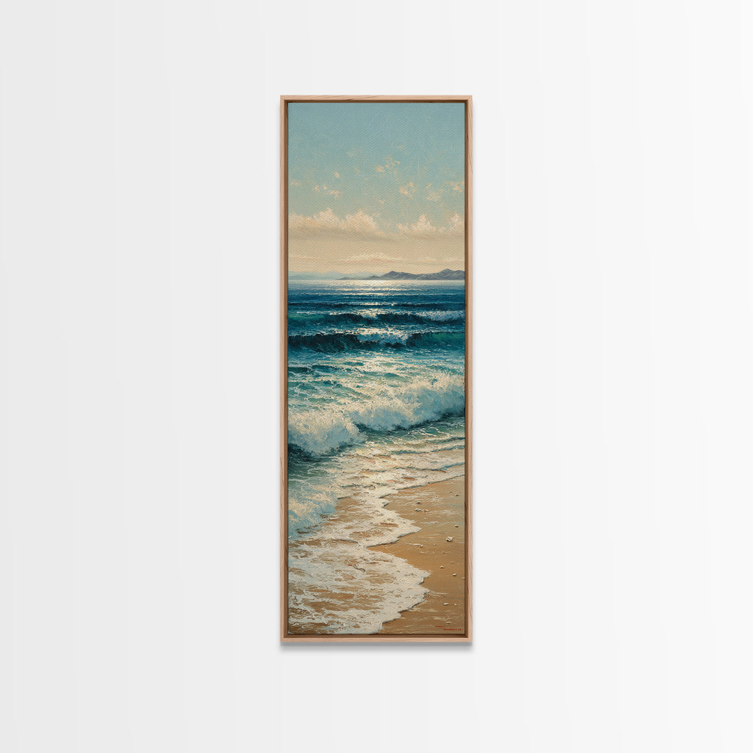 Moody Seascape at Twilight Framed Canvas Print, Above Sofa Art, Living Room Decor, Abstract Art, Statement 396, Set of Prints, ASA-1x3-96