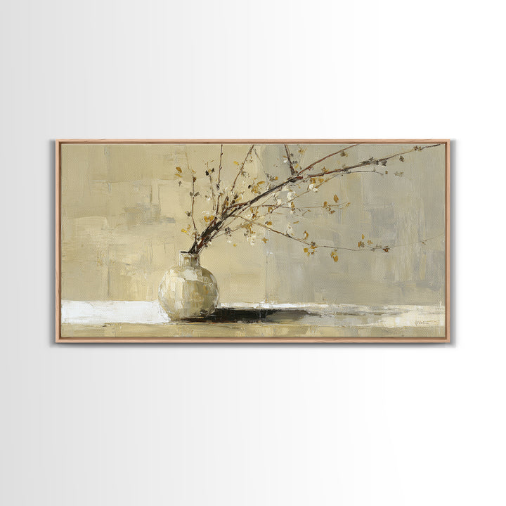 Large Neutral Still Life Framed Canvas Print, Above Sofa Art, Fine Art Print, Living Room Decor, Watercolor Art, Statement, ASA-2x1-10