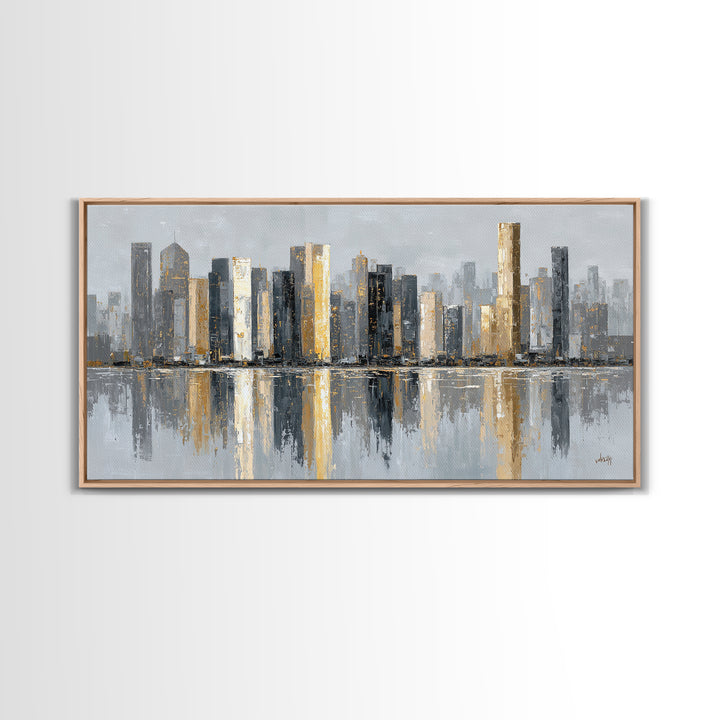 Quiet City Skyline Reduced to Elegant Shapes Canvas Print, Above Sofa Art, Gallery Decor, Living Room Decor, Statement, ASA-2x1-18