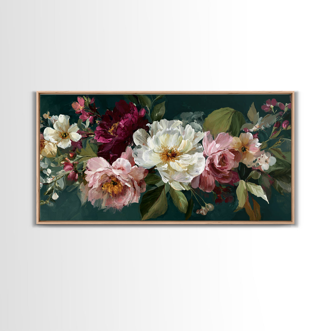 Large Expressive Floral Bouquet Canvas Print, Above Sofa Art, Neutral Decor, Living Room Decor, Fine Art, Statement, Wall Art, ASA-2x1-26