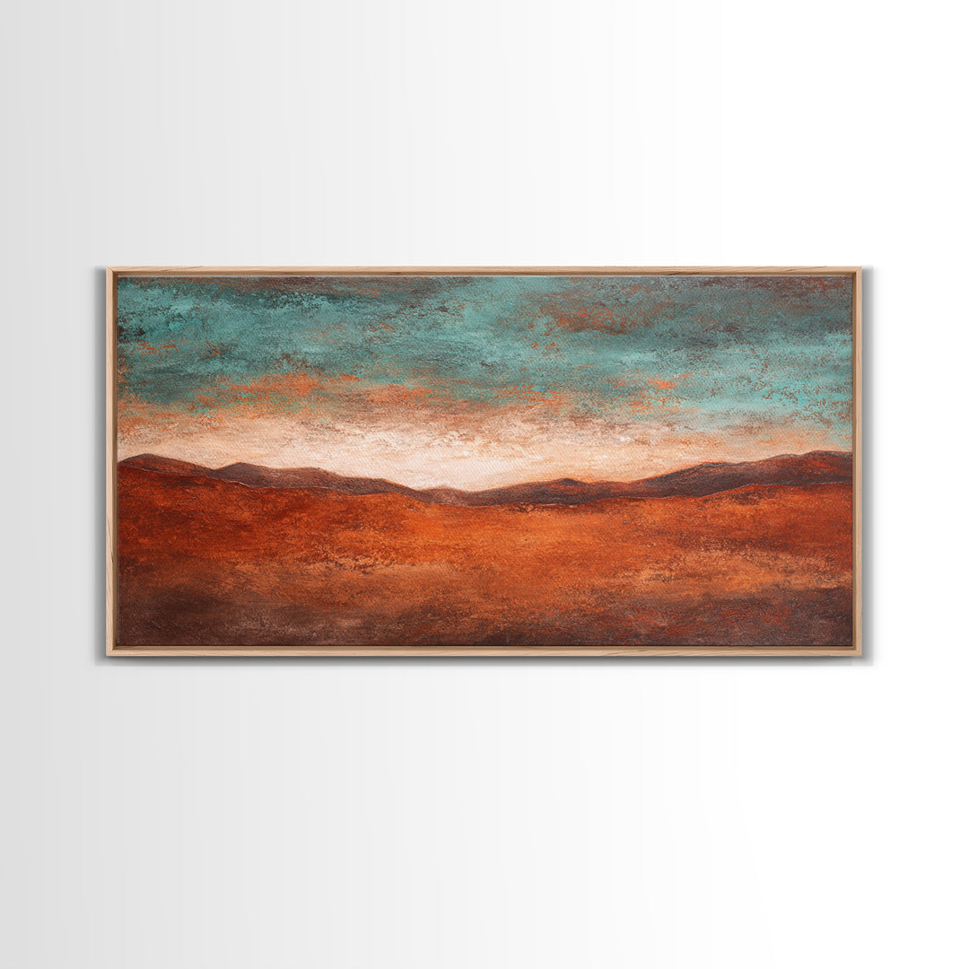 Abstract Canyon Landscape Framed Canvas Print, Above Sofa Art, Living Room Decor, Oil Painting, Statement 103, Set of Prints, ASA-2x1-3