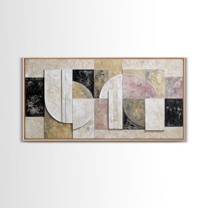 Luxury Monochrome Stone Composition Canvas Print, Above Sofa Art, Home Decor, Living Room Decor, Oil Painting, Statement, ASA-2x1-39