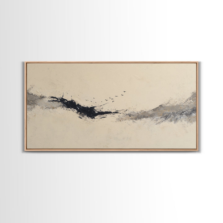 Minimal Black Ink Composition Canvas Print, Above Sofa Art, Boho Decor, Living Room Decor, Fine Art, Statement, Large Wall Art, ASA-2x1-4