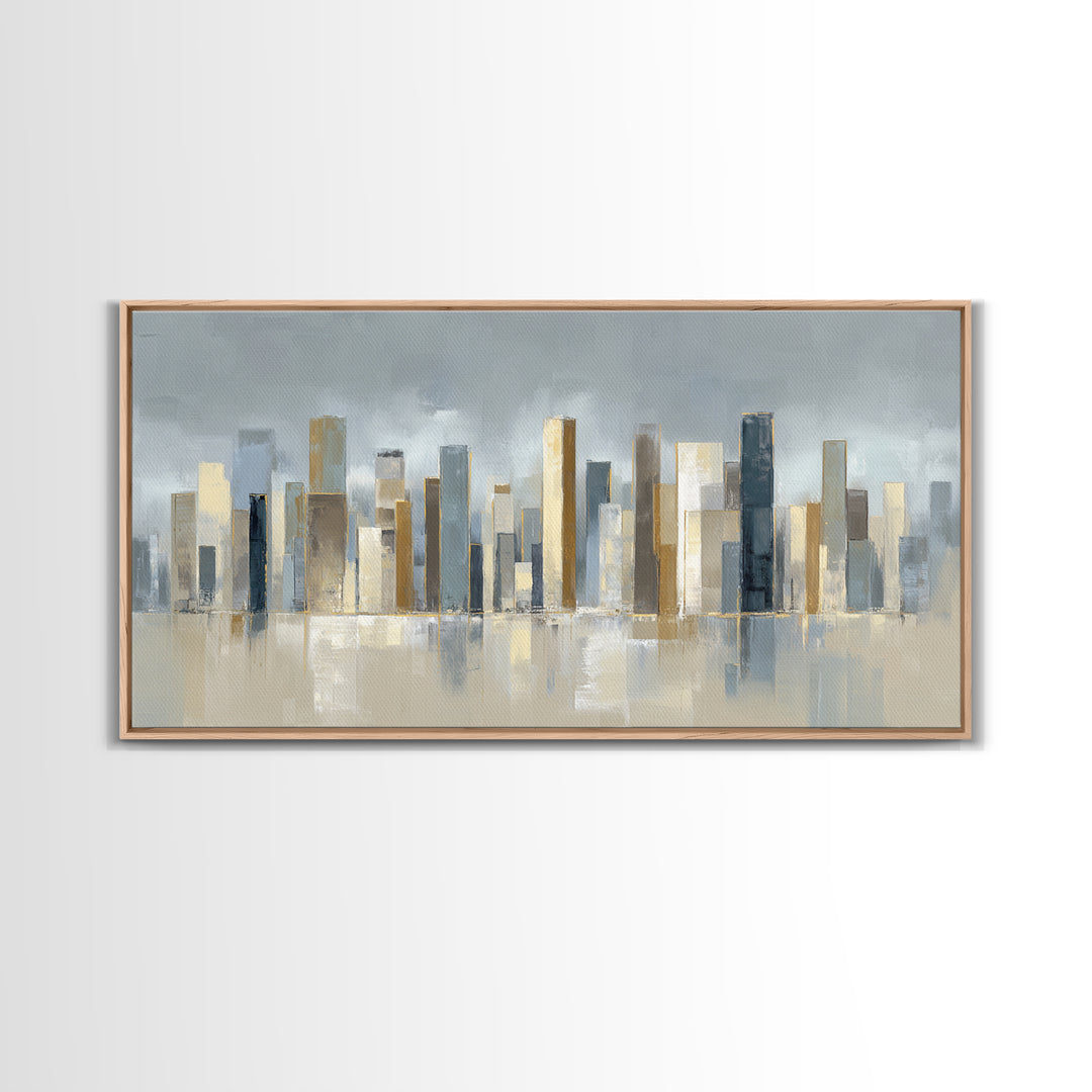 Quiet City Skyline Reduced to Elegant Shapes Canvas Print, Above Sofa Art, Gallery Decor, Living Room Decor, Statement, ASA-2x1-42