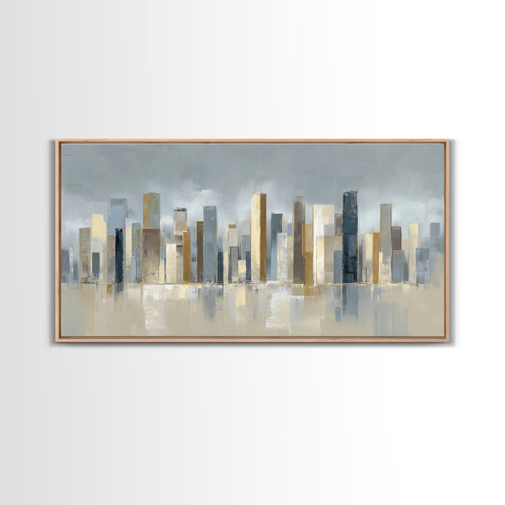 Quiet City Skyline Reduced to Elegant Shapes Canvas Print, Above Sofa Art, Gallery Decor, Living Room Decor, Statement, ASA-2x1-42